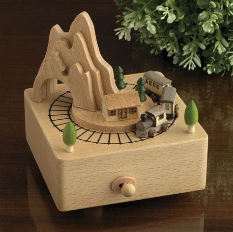 metal train music box|moving train wooden music box.